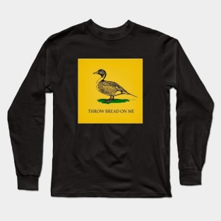 Throw Bread On Me Meme Sticker, Cute Yellow and Green Duck Funny Memes Long Sleeve T-Shirt